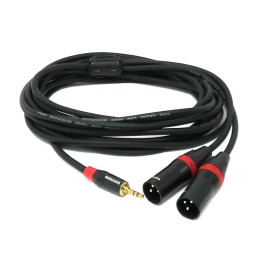 Rannsgeer 3.5mm TRS Stereo to Dual XLR Male Y Splitter Cable R7Cxx - 12 ft
