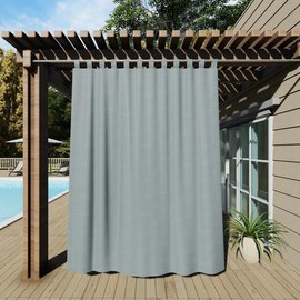 Clothink Outdoor Weatherproof Curtain with Velcro Fastener, Waterproof Privacy Screen and Sun Protection for Balcony / Patio / Porch / Pergola / Garden Gazebo, 132 x 245 cm, Grey