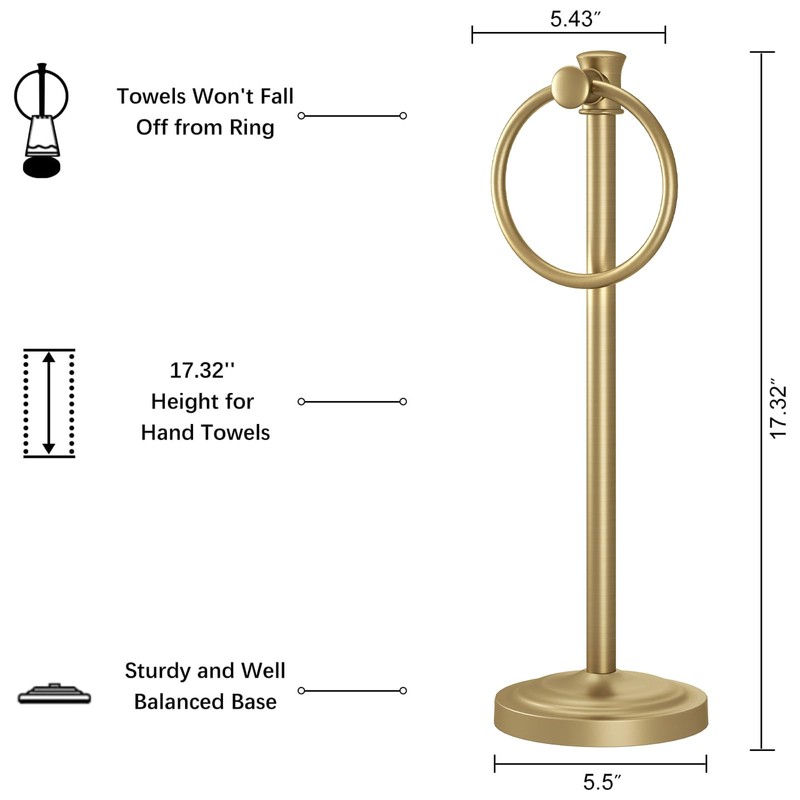 Hoimpro 17 Inch Stand Hand Towel Holder Towel Bar Towel