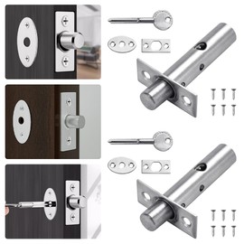 2 Pack Mortice Door Bolt with 2 Star Key, ADERTOS Door Security Rack Bolt Stainless Steel Polished Dead Bolt Locks External Internal Door Lock with Key, Enhanced Protection for Doors Windows (Silver)