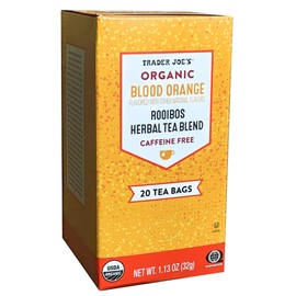 Trader Joes Organic Blood Orange Rooibos Herbal Tea Blend, Flavored with other Natural Flavors, Caffeine Free, 20 Tea Bags, 1.13 ounces (32 grams)