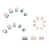 24pcs Cute Nail Stickers Nail Tips Pearl Blue Short Nails