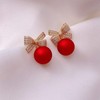 Huge Tomato Christmas Pearl Earring Jackets Pearl Drop Earrings Bowknot