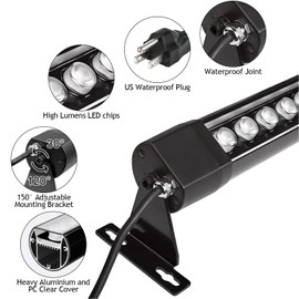 Outdoor Wall Washer Lights 2 Pack,36W 4000K Neutral White Wall Light,120V IP67 Waterproof 2ft Led Linear Wall Light Bar for Outdoor Indoor Building Sign, Hurches,Garden,Courtyards Lighting