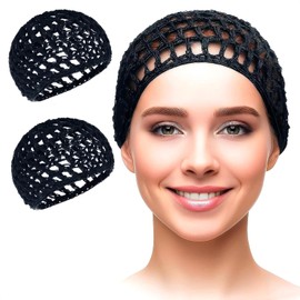KETAR 2 redecillas de ganchillo para dormir – Redecilla transpirable de malla para el cabello, redecilla ligera de poliéster para protección y peinado nocturno – Tamaño elástico