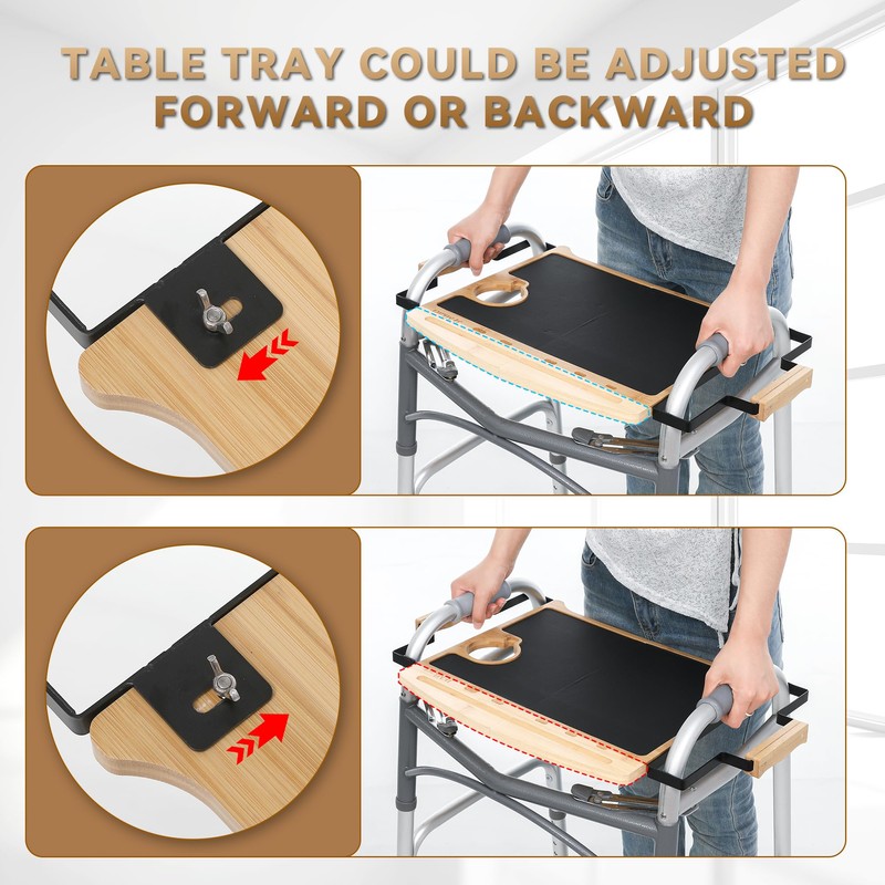Walker Tray Table with Non-Slip Mat, Tray for Walkers for
