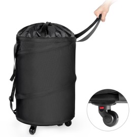 Bukere Laundry Hamper with Wheels, Extra Large 3 in 1 Pop Up Rolling Laundry Basket, Collapsible Freestanding Wheeled Laundry Carry Bag for Storage, Laundry Room, Bathroom, Apartment, College Dorm