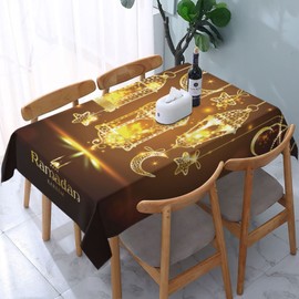 MAICICO Ramadan Kareem Tablecloth Washable Table Cloth for Rectangle Tables Decor for Kitchen Picnic 54"X72"
