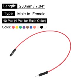 MECCANIXITY Male to Female 1Pin Breadboard Jumper Wire 2.54mm Pitch Ribbon Cable 20cm Long Electronics Breadboard Ribbon Cables for Breadboard Electronic Projects Pack of 40