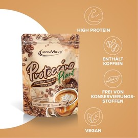 IronMaxx Plant Proteccino Cappuccino - 500 g Bag | Vegan Protein Coffee with Real Coffee | No Added Sugar | High Protein & Caffeinated