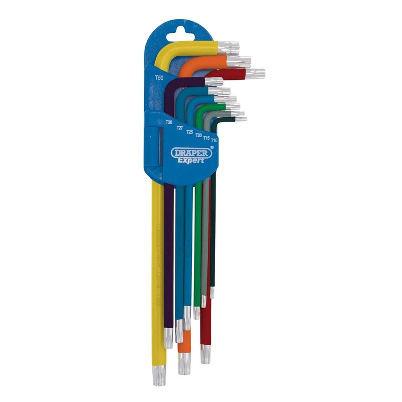 Draper 04926 Metric Multicolour Extra-Long Arm TX-Star Key Set (9