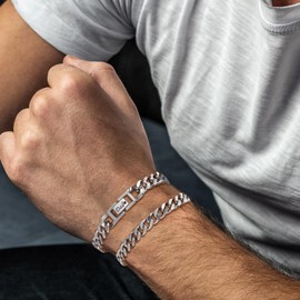 Dad Son Grandad Gifts,2PCS Cuban Chain Bracelet Gifts for Grandad Boyfriend Husband,Perfect Fathers Day Birthday Graduation Christmas Jewellery Gift (04-Husband)