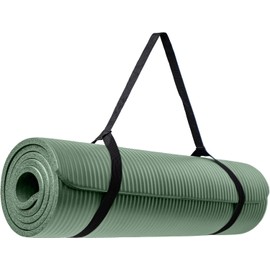 Hello Fit 1/2 Inch Thick Exercise Yoga Mats with Carrying Strap, 72 by 24 Inches, Pack of 4, Bulk Fitness Mat for Yoga, Pilates, or Workout, Non-Slip Rubber Gym Mats, Sage