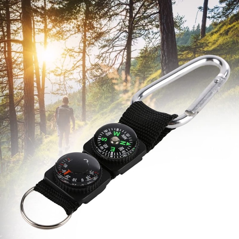 Military Compass,3 in 1 Multifunction Compass, Waterproof Mini Portable Thermometer