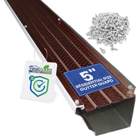 FlowGuard USA Made Professional DIY 5 Inch 50-Year Gutter Cover System - Brown - Aluminum Gutter Guards - 22 Feet - by FlexxPoint