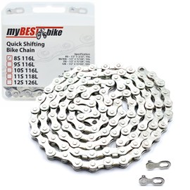myBESTbike Bicycle Chain with Quick Connections, Powerful Bicycle Chain, 116 Links (6/7/8, 9, 10 Speed Options)