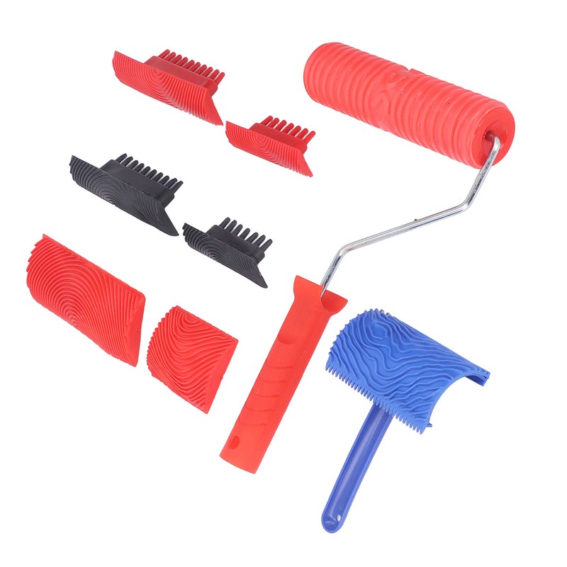 Wood Graining Roller with Handle Rubber Wood Pattern Texture Painting