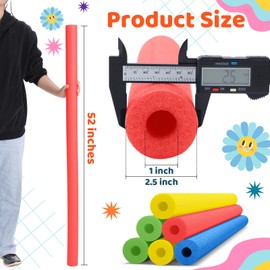 Hanaive 6 Pack Pool Noodles Swimming Floating Foam Tube 52 Inch Hollow Swim Noodles Bulk Floats Heavy Duty for Swimming Decoration Craft Projects Multi-Purpose(Yellow, Red, Blue, Green)