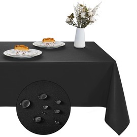 XWZO Table Cloths 60"x60" Black Tablecloths, Waterproof Table Cloth Rectangle Nappe De Table Rectangulaire Machine Washable Table Cover for Dining, Buffet, Parties, Holiday, Events, Wedding