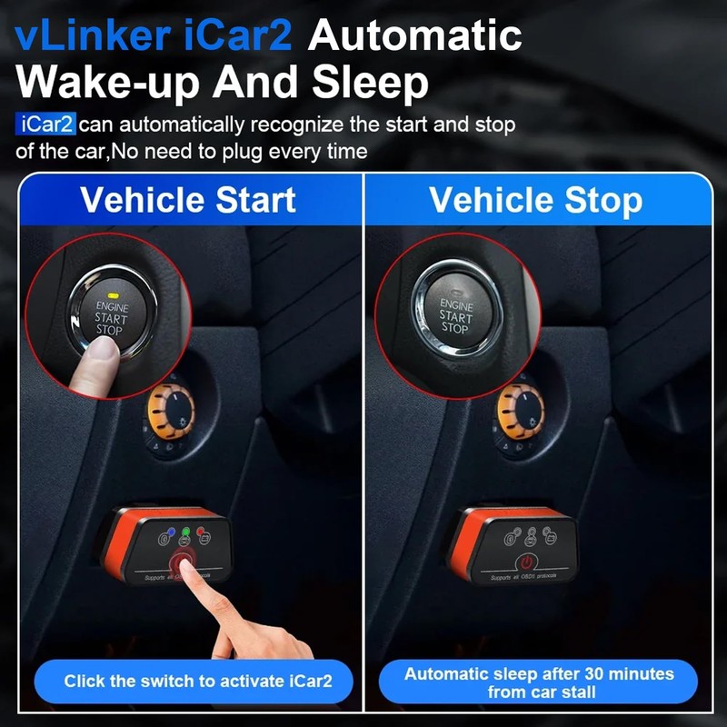 vLinker iCar2 BLE 4.0 OBD2 Bluetooth Adapter Auto Scanner Car