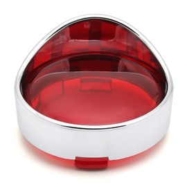 MFC PRO Chrome Plating Visor-Style Turn Signal Bezels with Red Lens for Harley Custom Cruiser(Red)