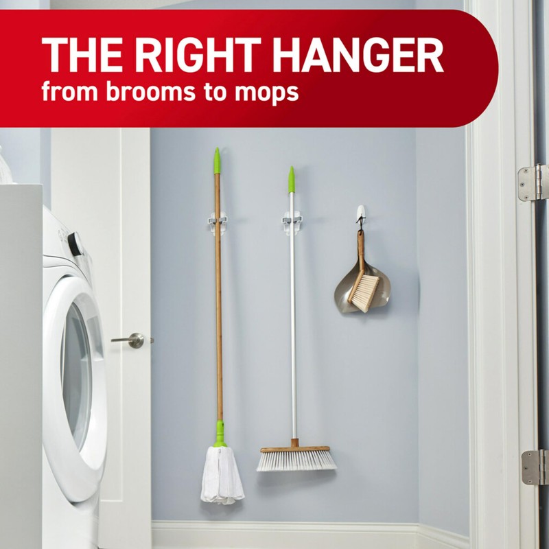 Command Broom and Mop Grippers, 3 Hangers and 6 Command
