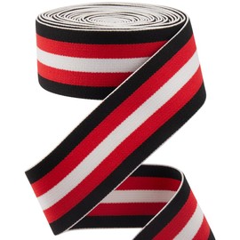 GORGECRAFT Elastic Band 4.3 m 40 mm Wide Black Red White Striped Flat Stretchy for Sewing Knitting Trim Band for DIY Crafts Waist Bands Headbands Bags Garments Accessories