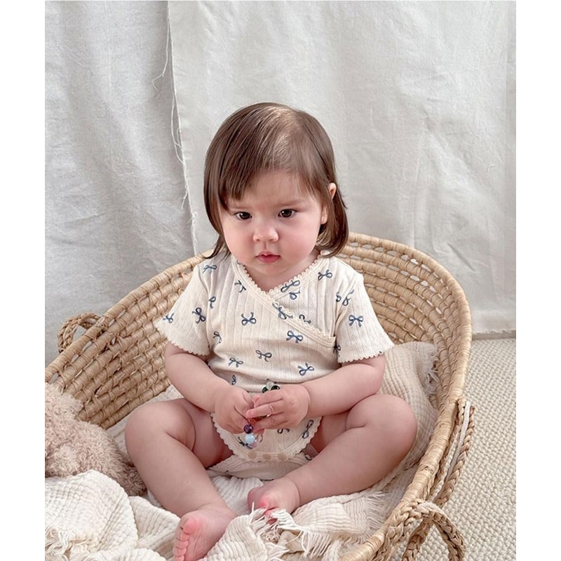 Enfants Chéris Side Snap Short Sleeve Bodysuit Baby Girl Bowknots