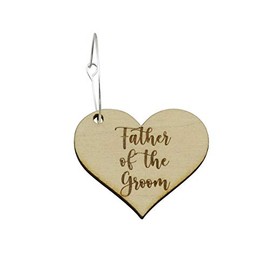 Wedding Guest Wine Glass Charm Markers - Laser Engraved Wood - Wedding Favor Table Decor - Comes with Silver Hooks (Father of the Groom)