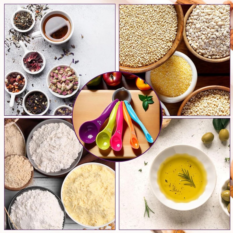 Set of 5 Measuring Spoons Grams Various Capacities with Colourful