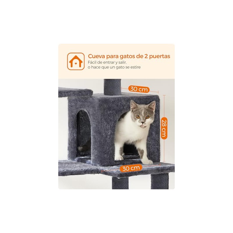 Feandrea Árbol para Gatos, Altura 137.7 cm, 4 Postes, 2