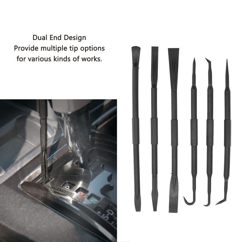 6PCS/Set Prying Bar Hook Set Double Ended ABS Plastic Black