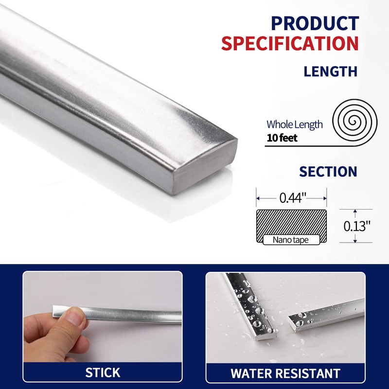 Art3dwallpanels 10 Ft Stainless Steel Color Peel and Stick Trim