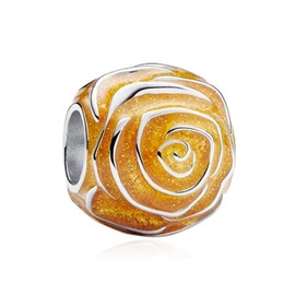 YUMINN Yellow Rose Charms 925 Sterling Silver for Bracelets and Necklaces Dangle Beads Jewelry for Women