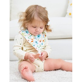 Muslin Baby bibs 6-Pack and Teething Toys 6-Pack Made with 100% Organic Cotton, Absorbent and Soft For Baby girl