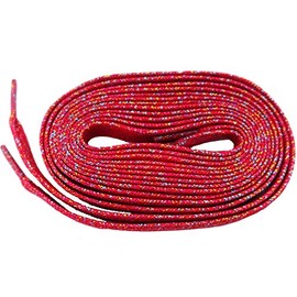 Shoeslulu 46" Premium Flat Colorful Fashion Sneakers Shoelaces ([Flat] 46 in. (117 cm), Red Carnival Night [Glitter])