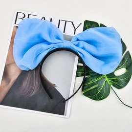 Big Hair Bow Headbands for Women Girls Blue Giant Bow Headband for Girls Women Blue Bowknot Hairband for Women's Hair Bows Headband for Party Prom Bowknot Headpiece for Birthday Cosplay