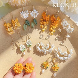 KEOKER Spring Clay Cutters, Spring Polymer Clay Cutters Flowers, Small Flower Clay Cutter, 12 Shapes Floral Polymer Clay Cutters for Earrings, Flower Clay Cutters for Polymer Clay Jewelry