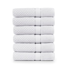 Ample Decor 100% Cotton Hand Towel for Kitchen Set of 8 White, Absorbent Premium Quality for Bathroom, Hotel, Spa, Gym, Kitchen - 18 X 28 Inch - Mulaayam Collection