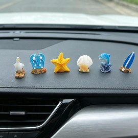 CASONA Beach Car Decor,6pcs Coastal Themed Dashboard Decorations Figurines