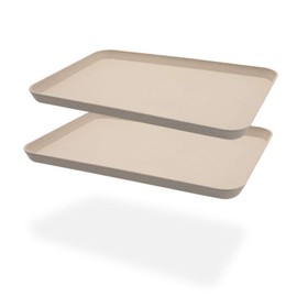 2Pcs Unbreakable Serving Tray Decorative Tray Wheat Straw, 13.7 x 9.8 in Great for Dinner Tray Tea Tray Bed Tray Bar Tray Breakfast Tray Food Tray, (Beige)