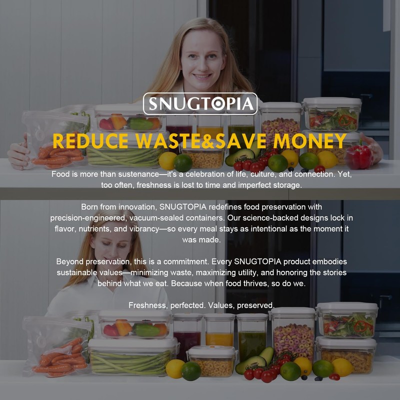 SNUGTOPIA Vacuum Seal Food Storage Containers Set - Airtight BPA-Free