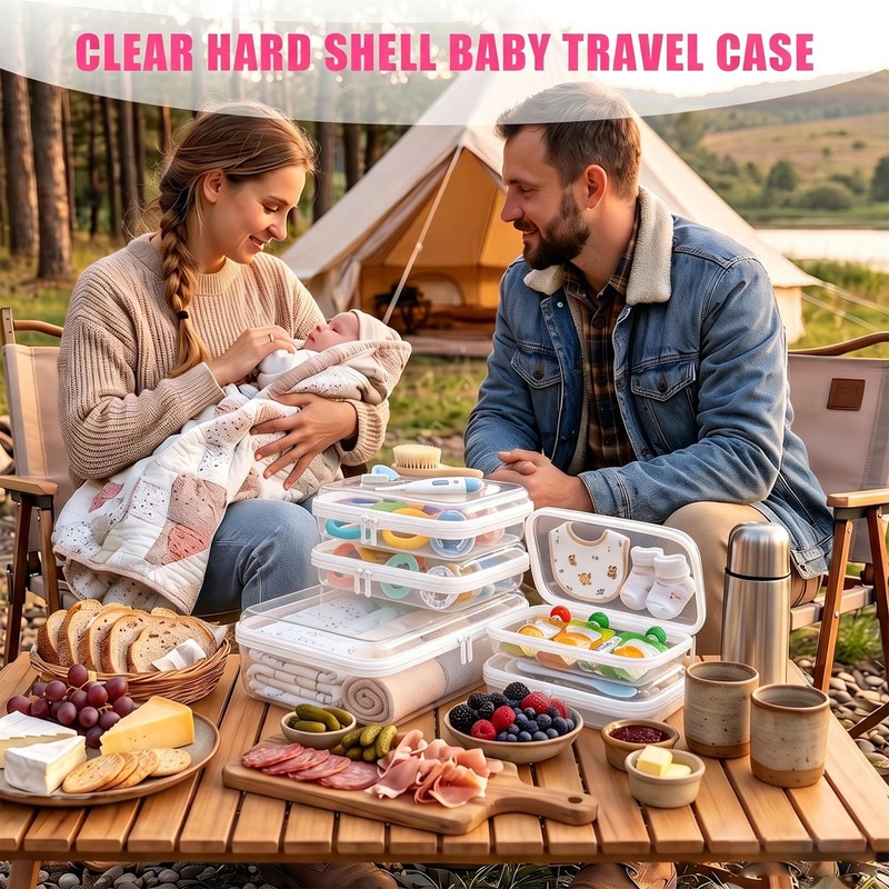 Clear Diaper Bag Organizer Pouches, Hard Shell Zipper Case for