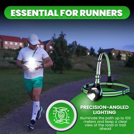 LUMEFIT Running Lights for Runners with Yellow Reflective Vest, Adjustable Beam Night Safety LED Chest Light Run, Dog Walking, and Jogging Gear, Rechargeable Headlamp Flashlight