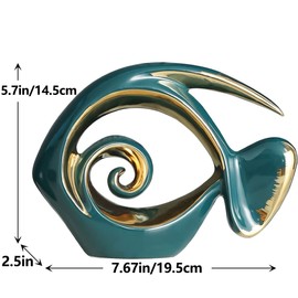 Figuritas de cerámica de oro verde – Decoración del hogar costero, centros de mesa modernos del océano para sala de estar, comedor, baño, oficina, mesa de centro, casa de playa, náutica, playa,