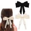 Satin Hair Bows for Women Girls Black White Silky Bows