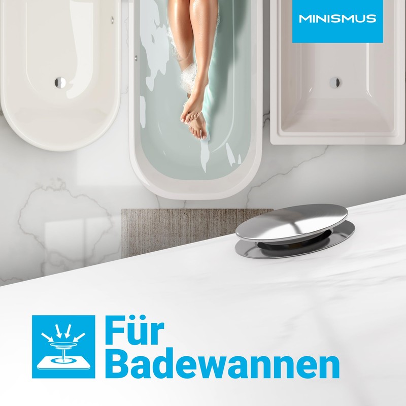 Minismus 72 mm Universal Chrome Bath Plug - Drain Plug