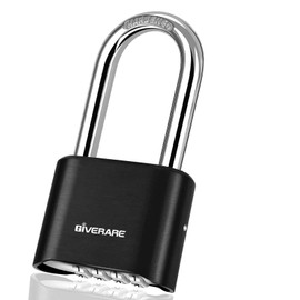 4-Digit Combination Lock, Heavy Duty Padlock Metal, Outdoor Alloy Locks with Long Hardened Steel Shackle, High Security Weatherproof Large Padlocks for School, Locker, Fence, Gate, Hasp, Case-Black