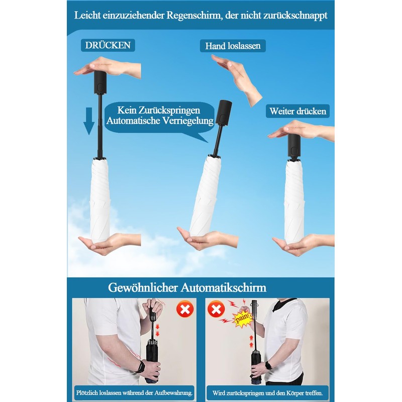 AKINOYAMA Compact Umbrella Small Automatic Open-Close Safety Easy to Use