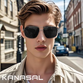 KANASTAL Sunglasses, Men's, Women's, Polarized UV400 Protection, Classic, For Fishing, Driving, Climbing, Driving, (A3) Frame: Silver + Lens: Black